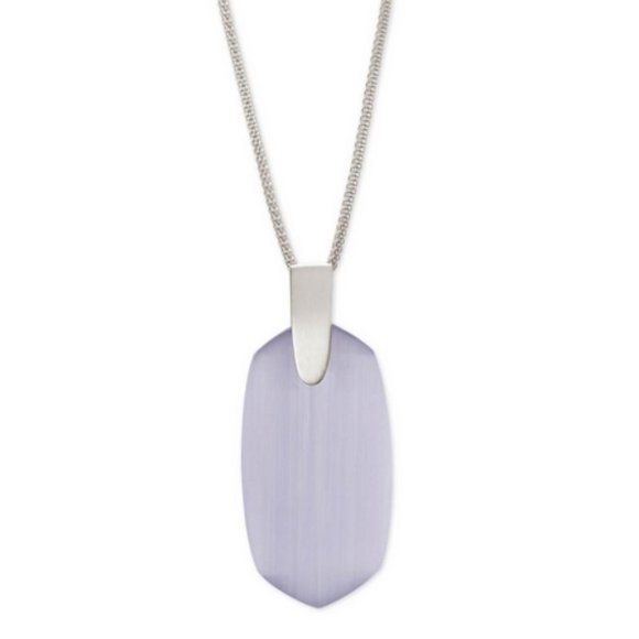 Kendra Scott Lilac Cat's Eye & Silvertone Inez Pendant Necklace - Picture 1 of 8